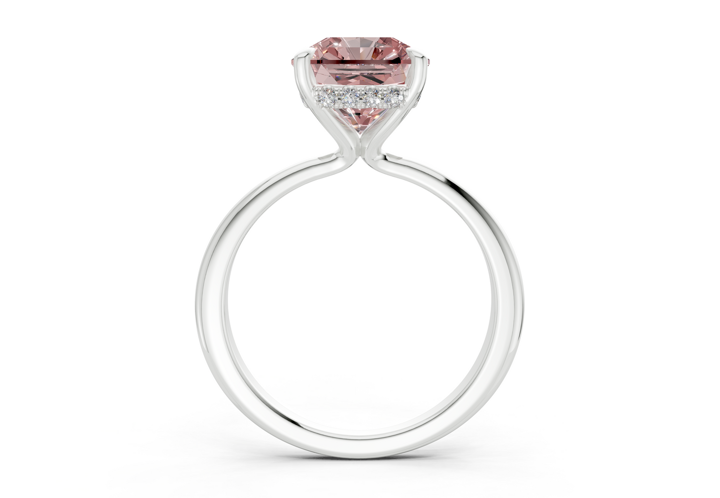 Marlowe Pink Diamond Solitaire Radiant Squareuare Cut 1.6mm Engagement Ring