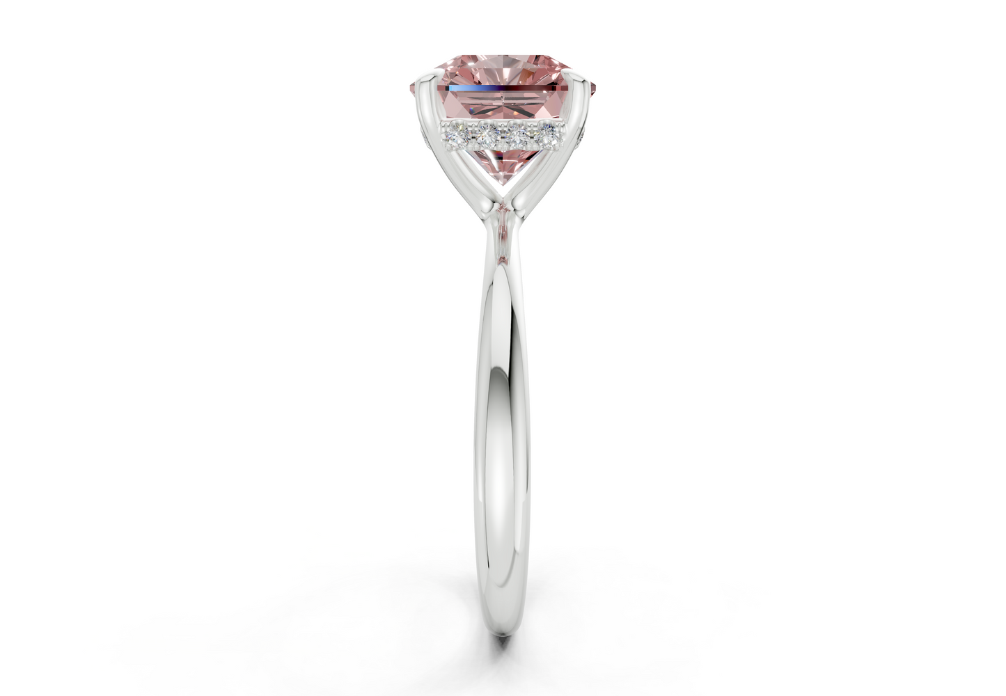 Marlowe Pink Diamond Solitaire Radiant Squareuare Cut 1.6mm Engagement Ring