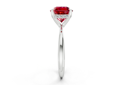 Marlowe Ruby Gemstone Solitaire Radiant Squareuare Cut 1.6mm Engagement Ring