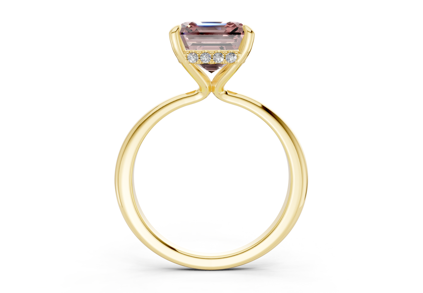 Marlowe Pink Diamond Solitaire Asscher Cut 1.6mm Engagement Ring