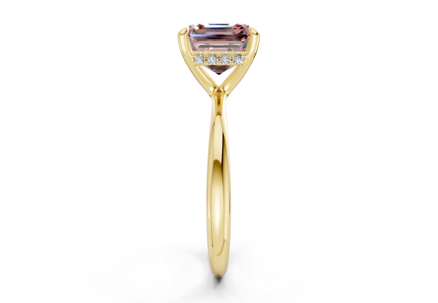 Marlowe Pink Diamond Solitaire Asscher Cut 1.6mm Engagement Ring