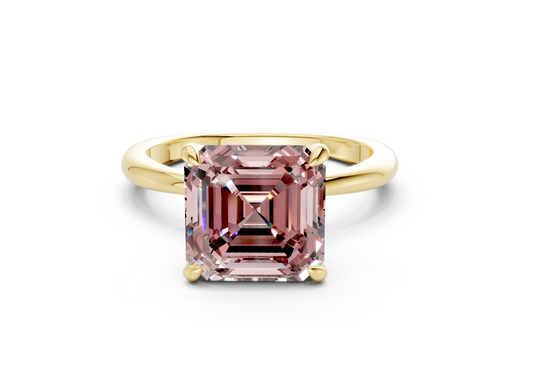 Marlowe Pink Diamond Solitaire Asscher Cut 1.6mm Engagement Ring