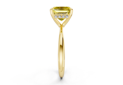 Marlowe Yellow Diamond Solitaire Asscher Cut 1.6mm Engagement Ring