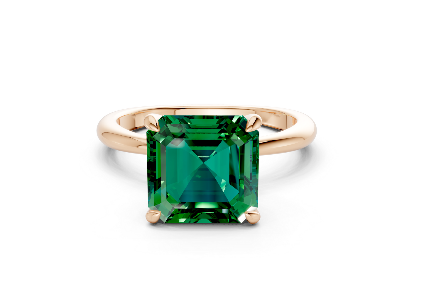 Marlowe Emerald Gemstone Solitaire Asscher Cut 1.6mm Engagement Ring
