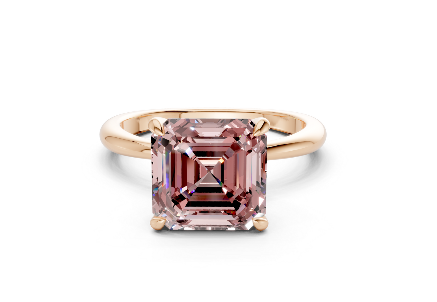 Marlowe Pink Diamond Solitaire Asscher Cut 1.6mm Engagement Ring