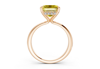 Marlowe Yellow Diamond Solitaire Asscher Cut 1.6mm Engagement Ring
