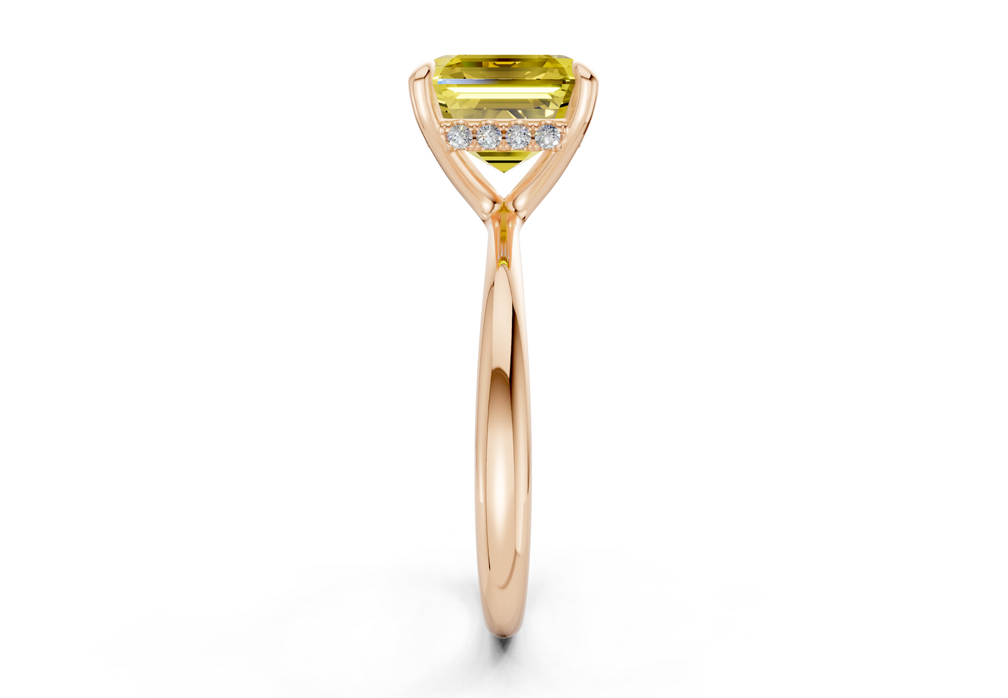 Marlowe Yellow Diamond Solitaire Asscher Cut 1.6mm Engagement Ring
