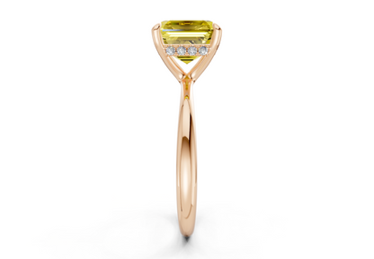 Marlowe Yellow Diamond Solitaire Asscher Cut 1.6mm Engagement Ring