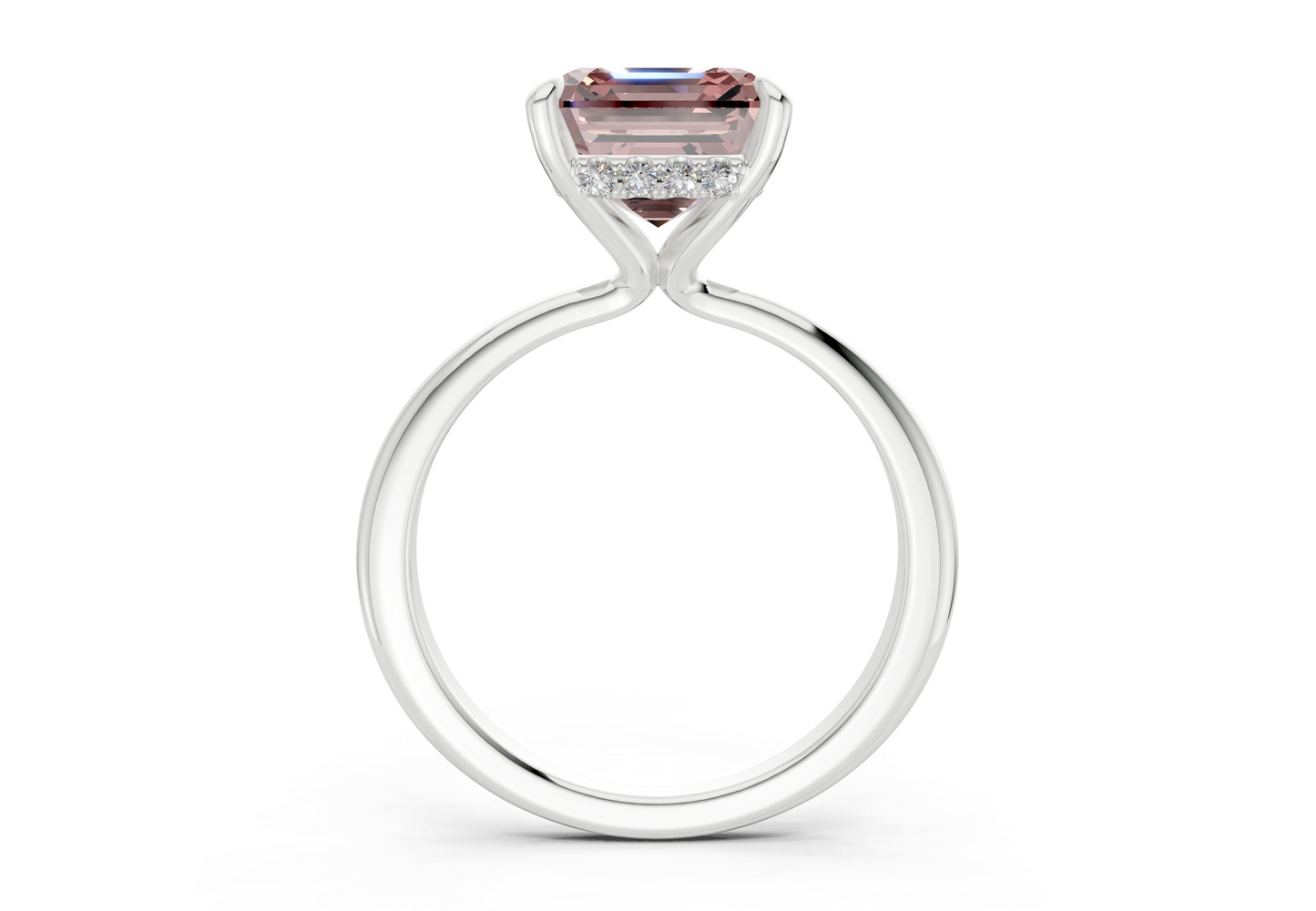 Marlowe Pink Diamond Solitaire Asscher Cut 1.6mm Engagement Ring