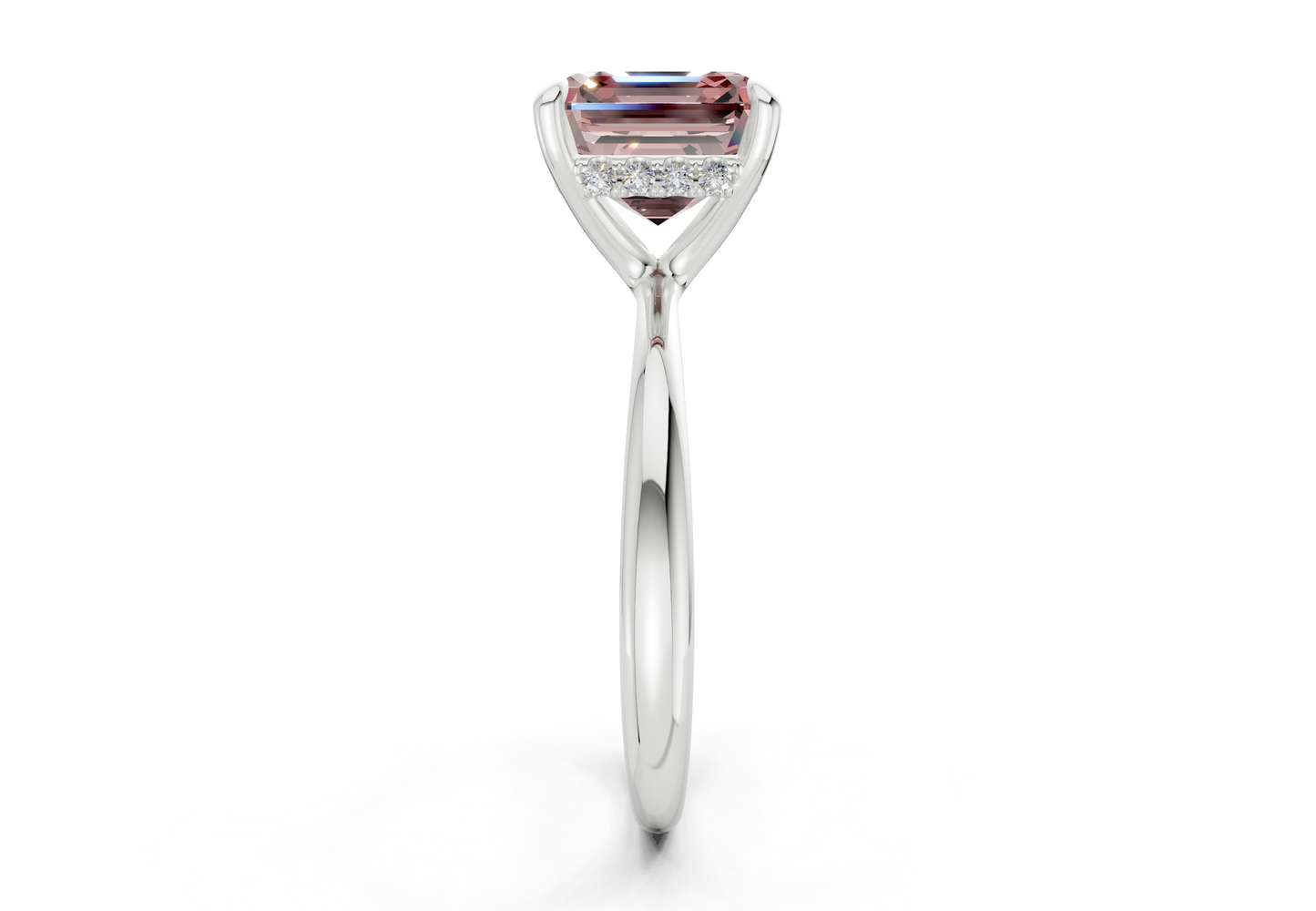 Marlowe Pink Diamond Solitaire Asscher Cut 1.6mm Engagement Ring