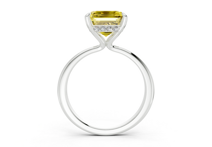 Marlowe Yellow Diamond Solitaire Asscher Cut 1.6mm Engagement Ring