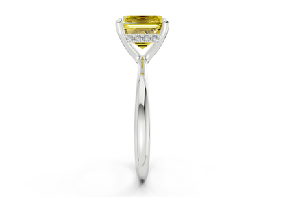 Marlowe Yellow Diamond Solitaire Asscher Cut 1.6mm Engagement Ring