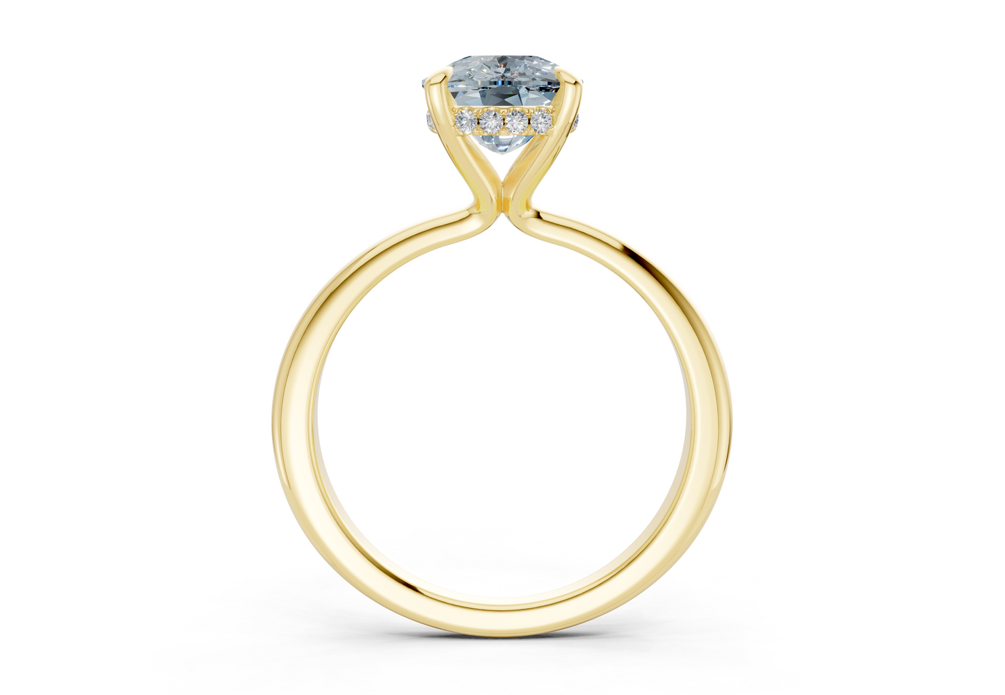 Marlowe Blue Diamond Solitaire Elongated Cushion Cut 1.6mm Engagement Ring