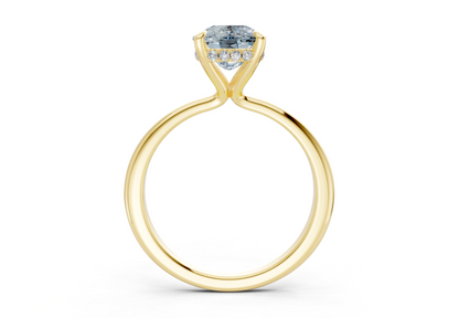 Marlowe Blue Diamond Solitaire Elongated Cushion Cut 1.6mm Engagement Ring
