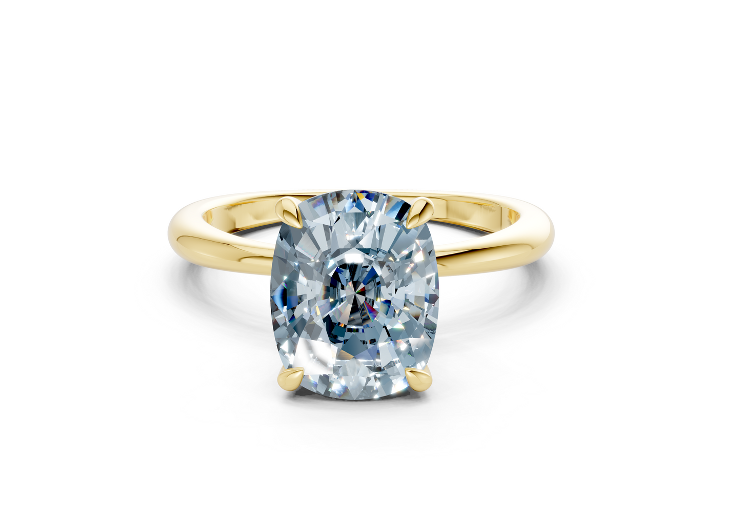 Marlowe Blue Diamond Solitaire Elongated Cushion Cut 1.6mm Engagement Ring