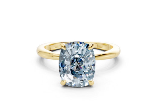 Marlowe Blue Diamond Solitaire Elongated Cushion Cut 1.6mm Engagement Ring