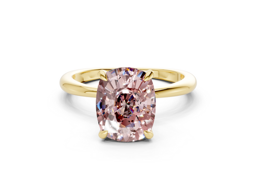 Marlowe Pink Diamond Solitaire Elongated Cushion Cut 1.6mm Engagement Ring