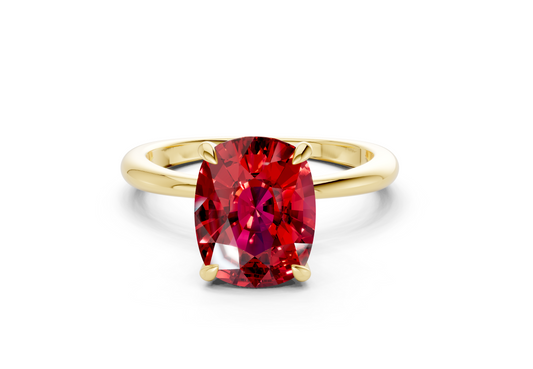 Marlowe Ruby Gemstone Solitaire Elongated Cushion Cut 1.6mm Engagement Ring