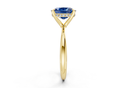 Marlowe Sapphire Gemstone Solitaire Elongated Cushion Cut 1.6mm Engagement Ring