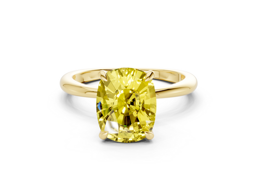 Marlowe Yellow Diamond Solitaire Elongated Cushion Cut 1.6mm Engagement Ring