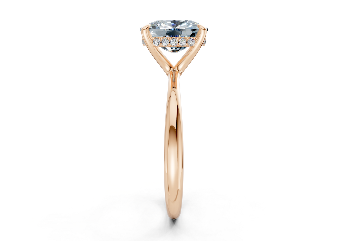 Marlowe Blue Diamond Solitaire Elongated Cushion Cut 1.6mm Engagement Ring