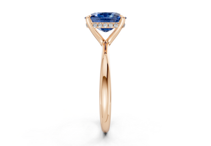 Marlowe Sapphire Gemstone Solitaire Elongated Cushion Cut 1.6mm Engagement Ring