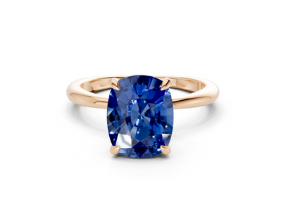 Marlowe Sapphire Gemstone Solitaire Elongated Cushion Cut 1.6mm Engagement Ring