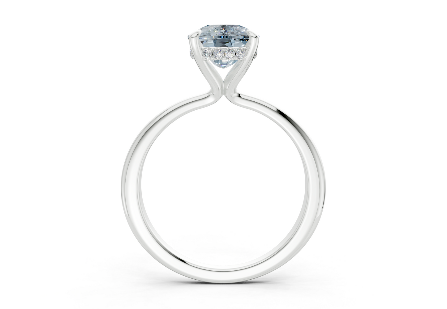 Marlowe Blue Diamond Solitaire Elongated Cushion Cut 1.6mm Engagement Ring