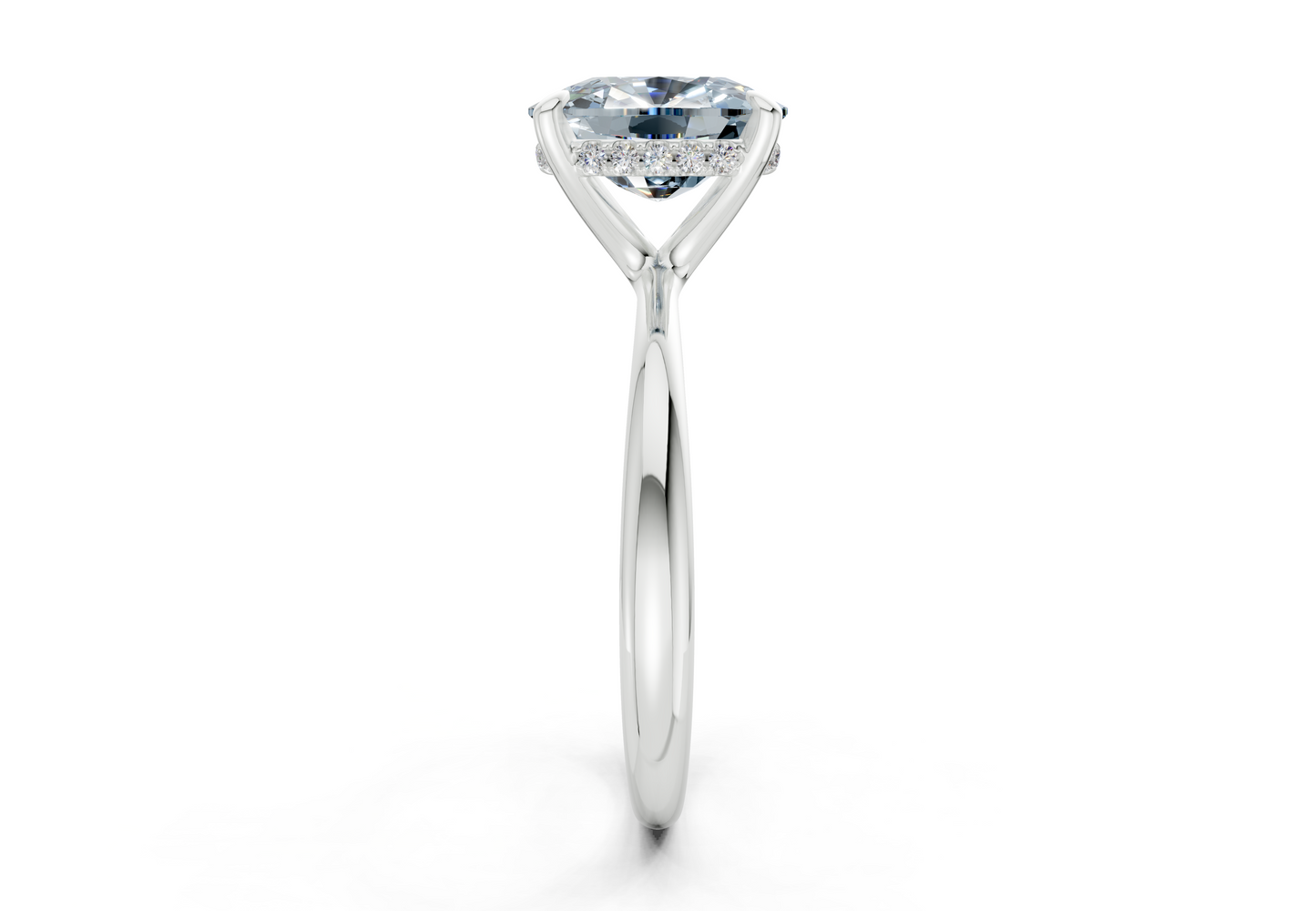 Marlowe Blue Diamond Solitaire Elongated Cushion Cut 1.6mm Engagement Ring