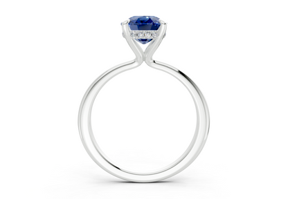 Marlowe Sapphire Gemstone Solitaire Elongated Cushion Cut 1.6mm Engagement Ring