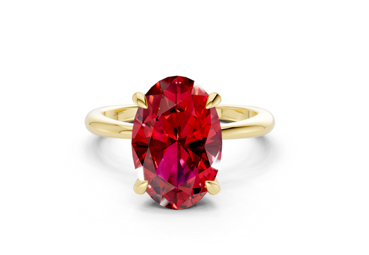 Marlowe Ruby Gemstone Solitaire Oval Cut 1.6mm Engagement Ring