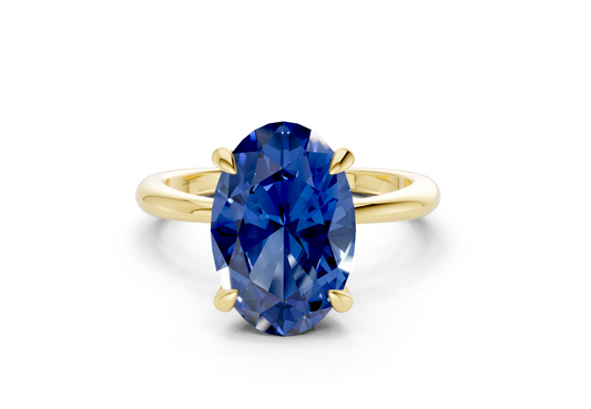 Marlowe Sapphire Gemstone Solitaire Oval Cut 1.6mm Engagement Ring