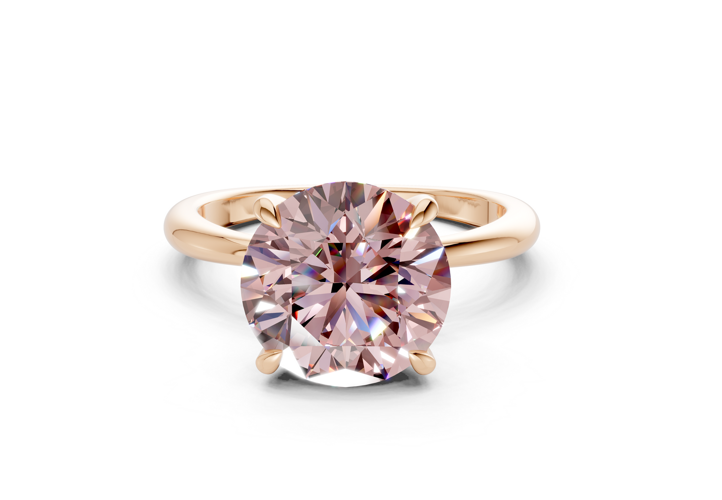 Marlowe Pink Diamond Solitaire Round Cut 1.6mm Engagement Ring