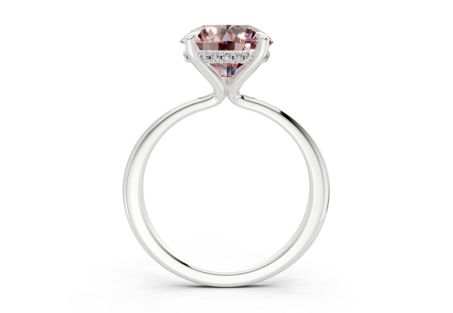Marlowe Pink Diamond Solitaire Round Cut 1.6mm Engagement Ring