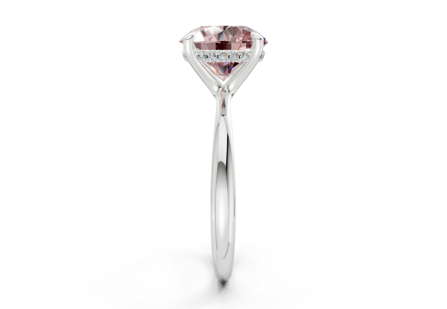 Marlowe Pink Diamond Solitaire Round Cut 1.6mm Engagement Ring