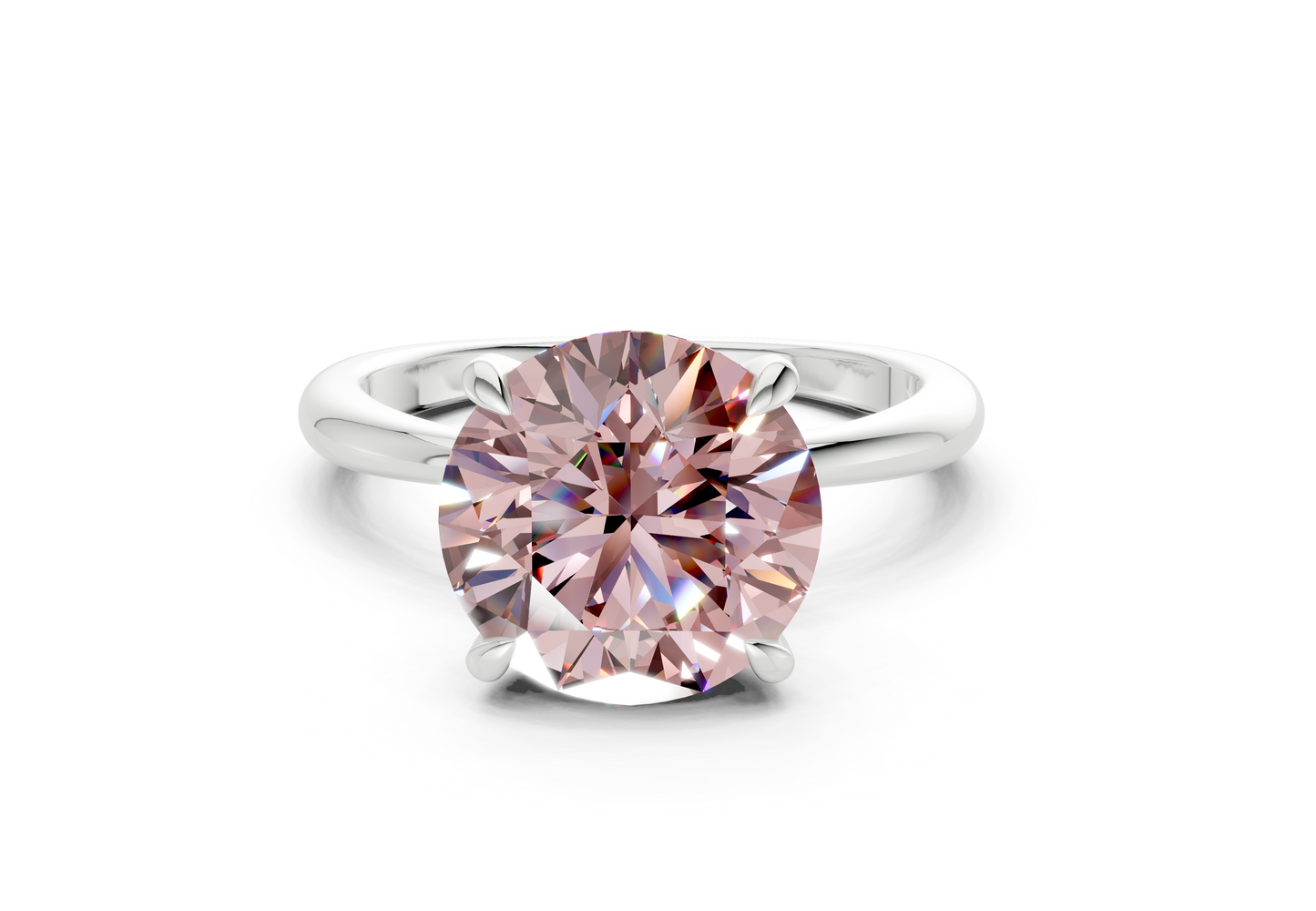 Marlowe Pink Diamond Solitaire Round Cut 1.6mm Engagement Ring