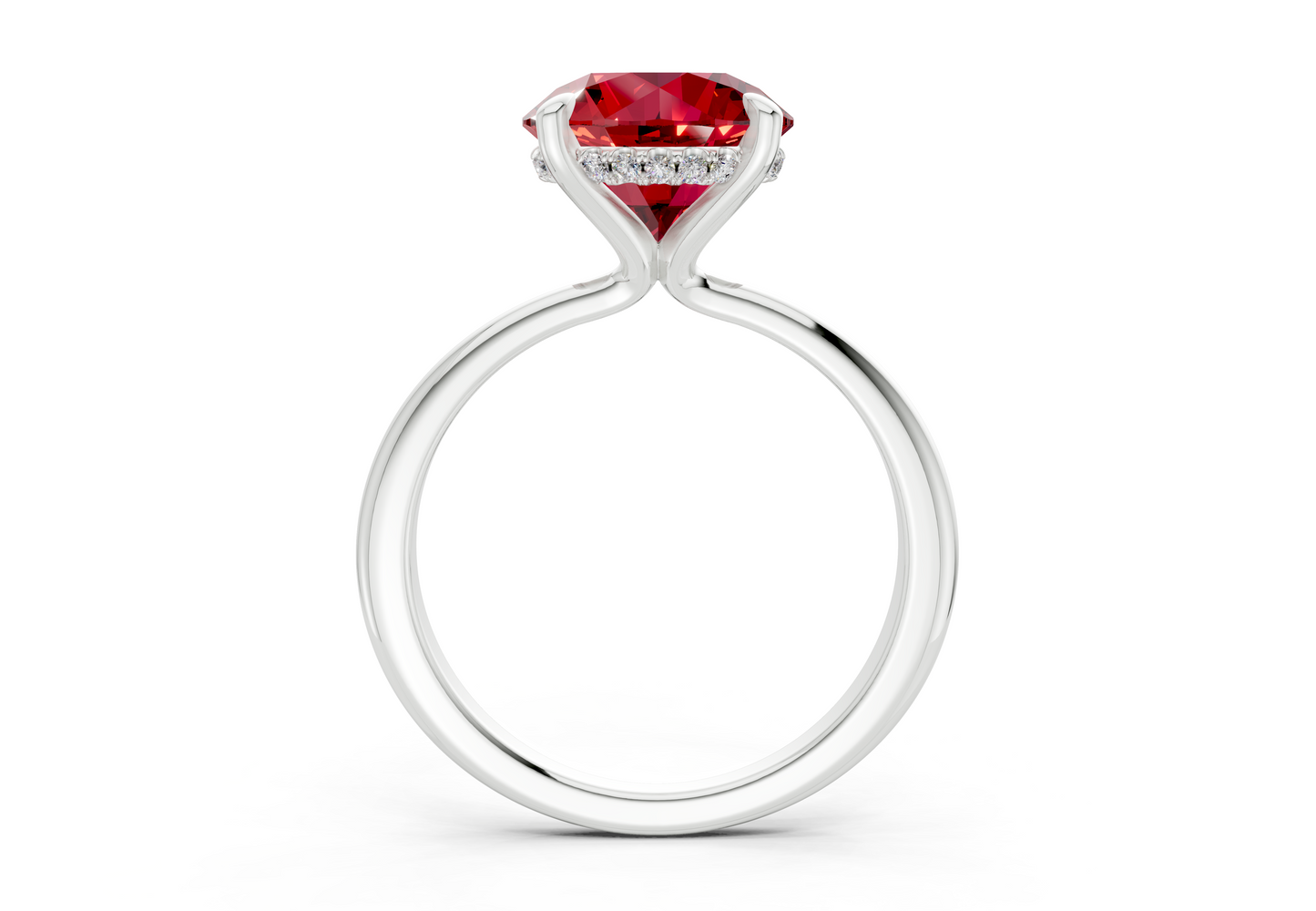 Marlowe Ruby Gemstone Solitaire Round Cut 1.6mm Engagement Ring