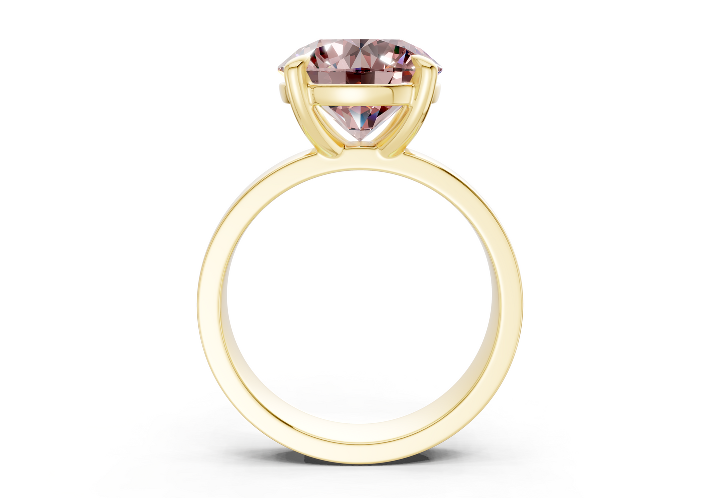 Cascade Pink Diamond Solitaire Round Cut 4mm Engagement Ring