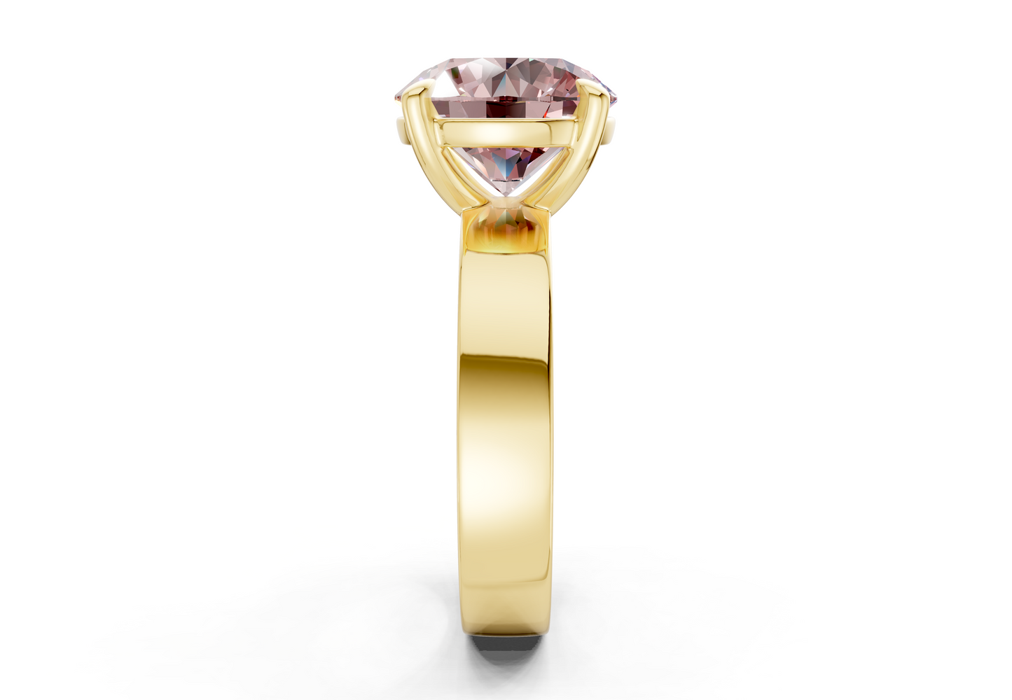 Cascade Pink Diamond Solitaire Round Cut 4mm Engagement Ring