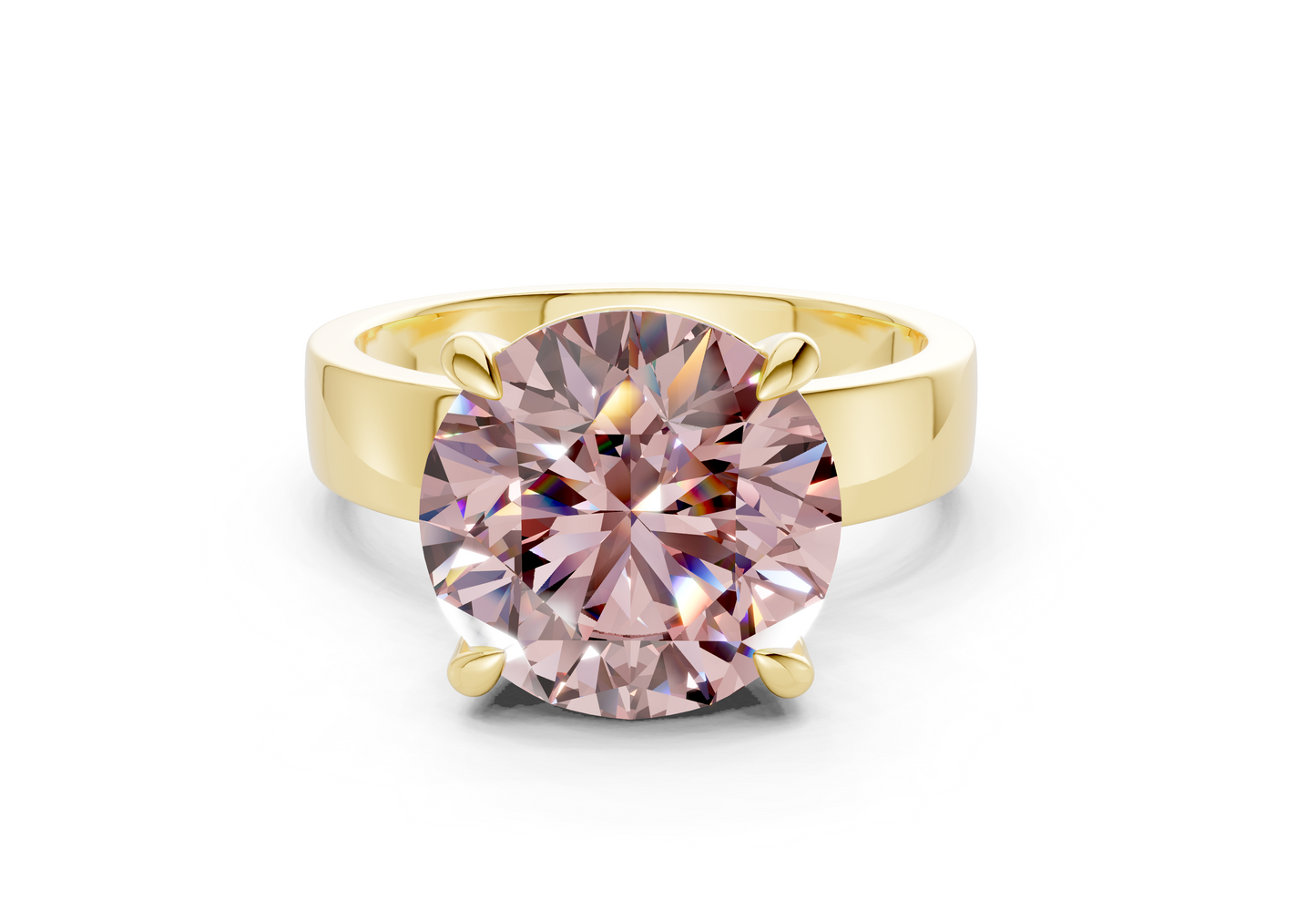 Cascade Pink Diamond Solitaire Round Cut 4mm Engagement Ring