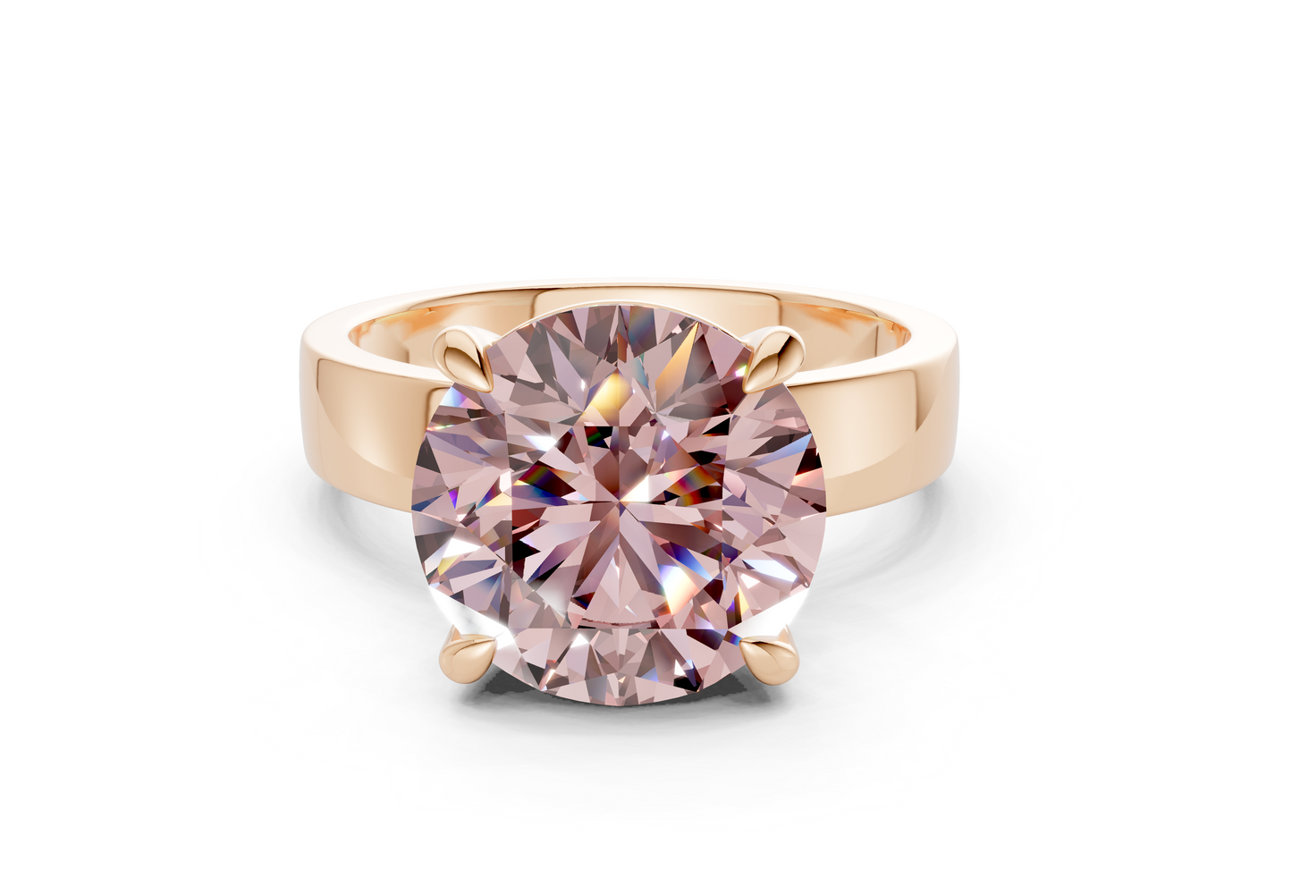Cascade Pink Diamond Solitaire Round Cut 4mm Engagement Ring