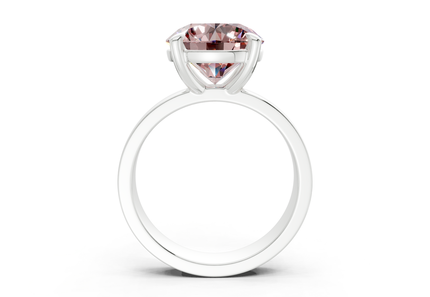 Cascade Pink Diamond Solitaire Round Cut 4mm Engagement Ring