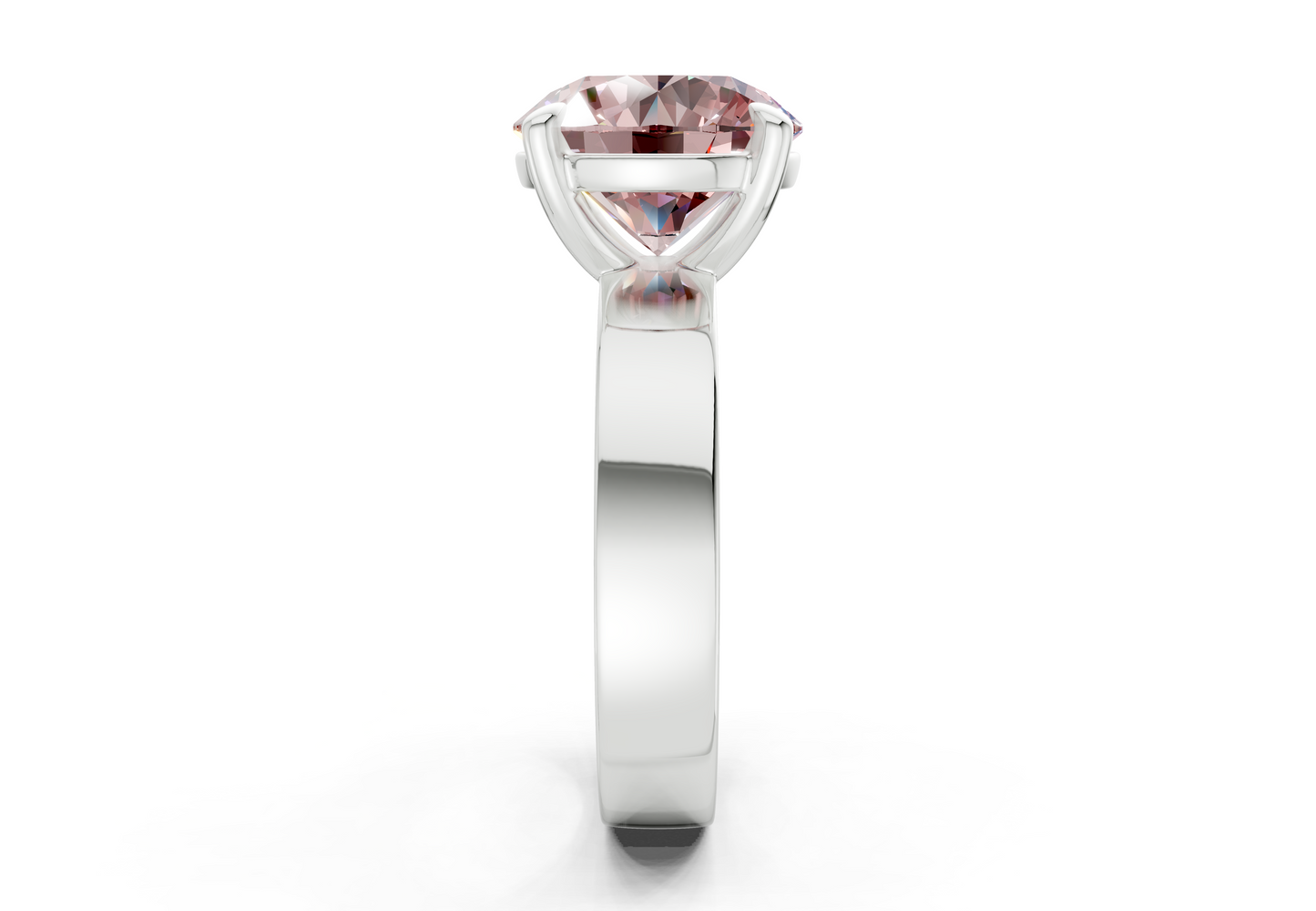 Cascade Pink Diamond Solitaire Round Cut 4mm Engagement Ring