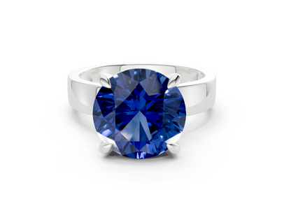 Cascade Sapphire Gemstone Solitaire Round Cut 4mm Engagement Ring