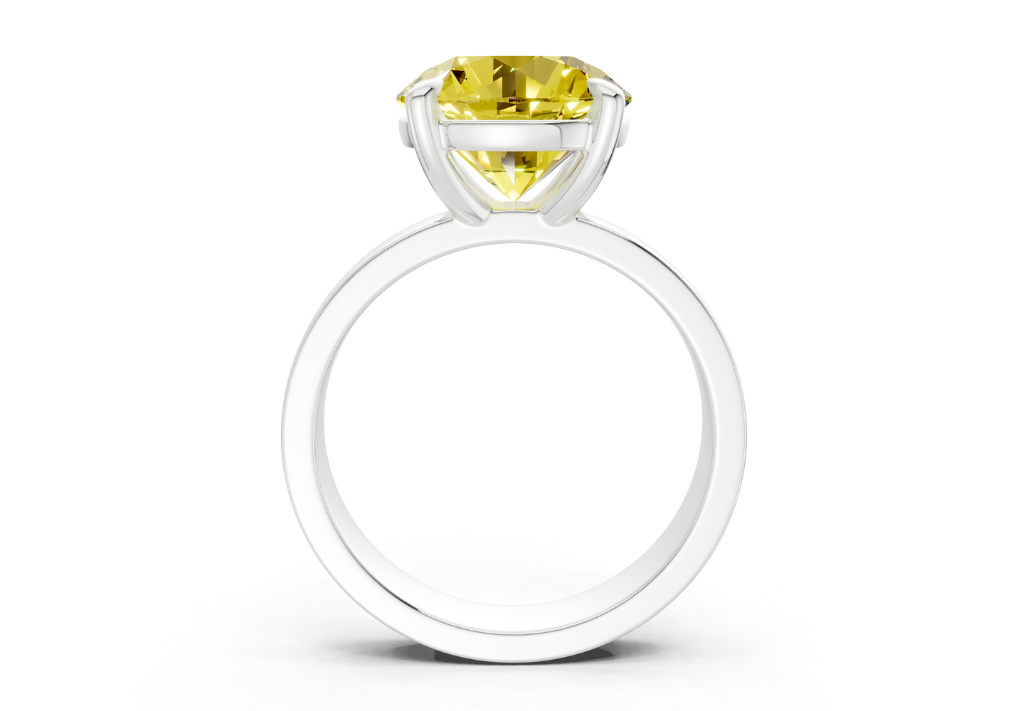 Cascade Yellow Diamond Solitaire Round Cut 4mm Engagement Ring