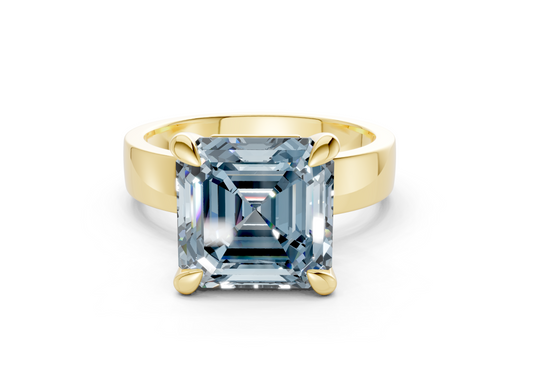Cascade Blue Diamond Solitaire Asscher Cut 4mm Engagement Ring