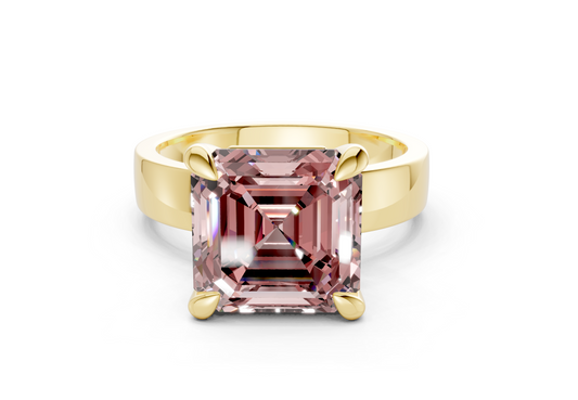 Cascade Pink Diamond Solitaire Asscher Cut 4mm Engagement Ring