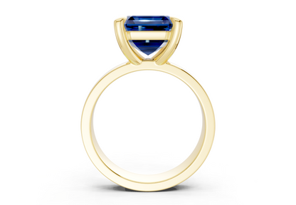 Cascade Sapphire Gemstone Solitaire Asscher Cut 4mm Engagement Ring