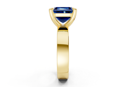 Cascade Sapphire Gemstone Solitaire Asscher Cut 4mm Engagement Ring