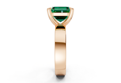 Cascade Emerald Gemstone Solitaire Asscher Cut 4mm Engagement Ring